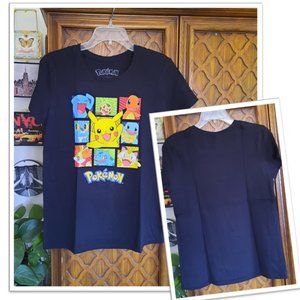 3/$15 Pokémon Pikachu and Friends Crew Neck Cotton Tee - Black, Size S